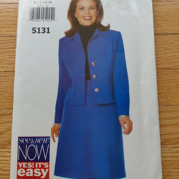 Jacket and Skirt Suit Sewing Pattern Size 12-16 See & Sew 5131 Vintage 90s UNCUT - Picture 2 of 9